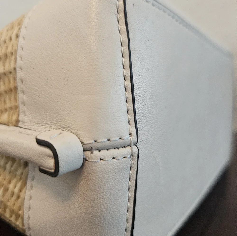 Coach Millie Floral Embroidered Straw Bag - Tan and White - Picture 9 of 9